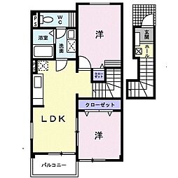 エントランス弐番館 2LDKの間取図画像