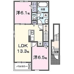 ユーサンヒルズD 2LDKの間取図画像