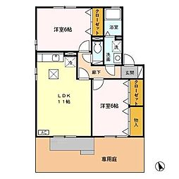 マウルールA 2LDKの間取図画像