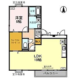 リシェス・オカザキ 1LDKの間取図画像