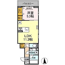 オリーブ 1LDKの間取図画像