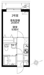 スカイヒルズ春日部 1階1Kの間取り