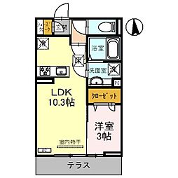 JR高崎線 高崎駅 徒歩16分の賃貸アパート 1階1LDKの間取り