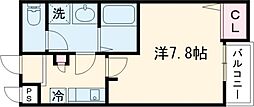ジーイー・アン 1Kの間取図画像