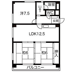 辻ハイム 2階3LDKの間取り