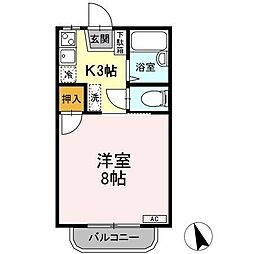 コーポあいA 1Kの間取図画像