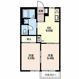 サリーナスA 2DKの間取図画像