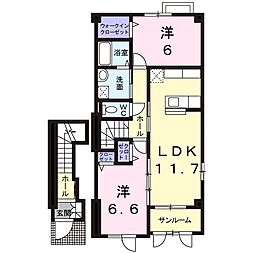 森の時計 2LDKの間取図画像