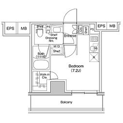ザ・パークハビオ川口 1008 10階ワンルームの間取り