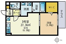 GRACE緑が丘 1DKの間取図画像