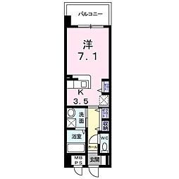 プリマヴェーラNozomi 1Kの間取図画像