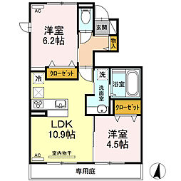プレミール益城 2LDKの間取図画像