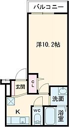 フジパレス百舌鳥赤畑町3番館 1Kの間取図画像