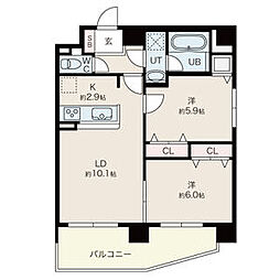 ソールタワー近代美術館 2LDKの間取図画像