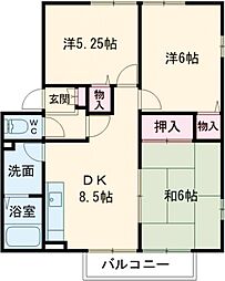 ファミールK2 3DKの間取図画像