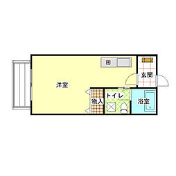 うなばらマンション2 ワンルームの間取図画像