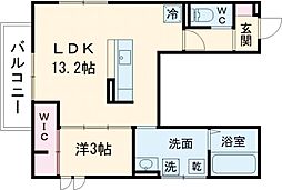 神前ウエストワンズ 1LDKの間取図画像