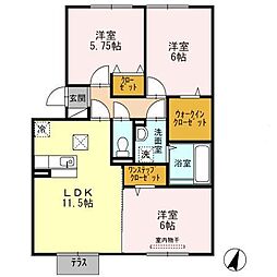 サンハイム須屋B 3LDKの間取図画像