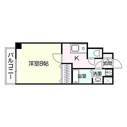 インプレイス中央 1Kの間取図画像