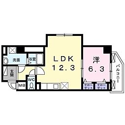 シンセリティグレイス南大井 1LDKの間取図画像