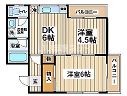西国立コートビレッヂ 1LDKの間取図画像