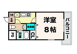 ニューバーリア學院坂 1Kの間取図画像