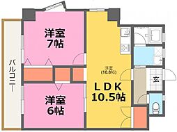 第四共立ビル 2LDKの間取図画像
