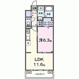 パルク大西 1LDKの間取図画像