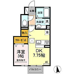 アルシオンC 1DKの間取図画像