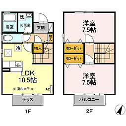 ネオガーデンB 2LDKの間取図画像