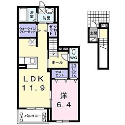 リルシア1 1LDKの間取図画像