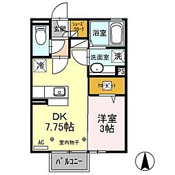 メイユールヒルグランモア 1DKの間取図画像