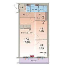 ハートフル　カルテット 2階2LDKの間取り