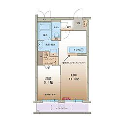 アメージングハート 1LDKの間取図画像