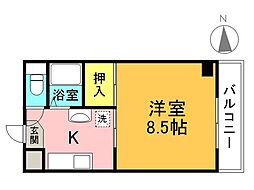 レガートヴェルティエ 1Kの間取図画像