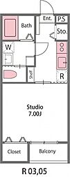 キャラマス 1Kの間取図画像