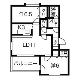 A・LAMODE宮の森 2LDKの間取図画像