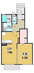 プリエールA 1LDKの間取図画像