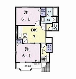 メゾン新生 2DKの間取図画像
