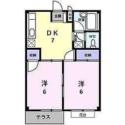 ファミール安倉2 2DKの間取図画像