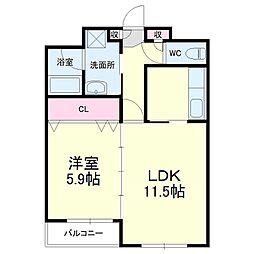 セント・マルセリーナ 1DKの間取図画像