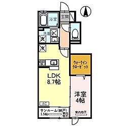 グランドゥネ 1LDKの間取図画像
