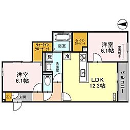 トミージュ・ケヤキ 2LDKの間取図画像