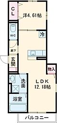 セゾンdeソレイユ 1LDKの間取図画像