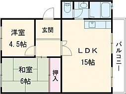 すずらん台コート 5階2LDKの間取り