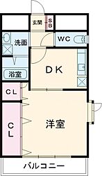 Y・M・クレスト 1DKの間取図画像