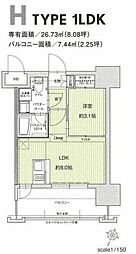 ドゥーエ赤坂 1LDKの間取図画像