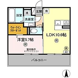 ソレイユハイム 1LDKの間取図画像