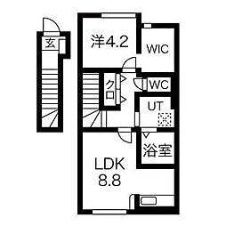 ヴィラージュ海老島B 1LDKの間取図画像