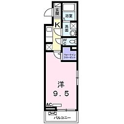 カリエンアステール2 1Kの間取図画像